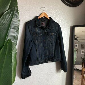 Dark Wash Denim Jacket | Large Classic Jean Jacket